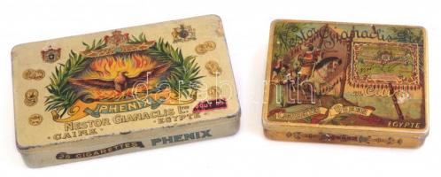 cca 1930 Nestor Giancalis Egypt festett fém cigarettás dobozok / Metal tobacco boxes
