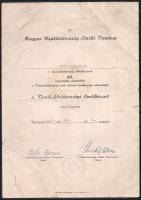 1959 Dobi István államfő aláírása Tanácsköztársasági Érdemrend adományozóján + még egy szocreál oklevél. Megviseltek.
