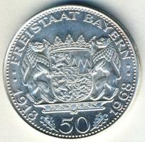 NSZK 1968. "Bajorország szabad állam-50 év" Ag emlékérem 8g T:1