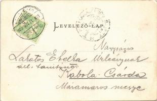 1905 Kolozsvár, Cluj; Mátyás király szobor, háttérben a Szent Mihály templom, Neumann M. üzlete. Fab...