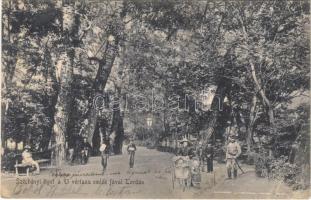 1905 Torda, Turda; Széchenyi liget a 13 vértanú emlékfával. Borza Zsigmond kiadása / park, memorial trees of the 13 Martyrs of Arad (EB)