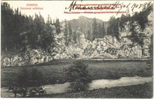 1907 Dobsina, Dobschau; Sztracenai sziklakapu. Földes-féle Margit Creme reklám / rock gate