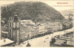 1908 Besztercebánya, Banská Bystrica; IV. Béla király tér a toronyból nézve, üzletek. Ivánszky Elek kiadása / square, shops