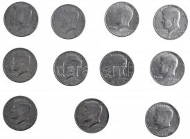 Amerikai Egyesült Államok 1971-1989. 1/2$ Cu-Ni "Kennedy" (11xklf, közte 1976-os emlékkiad...