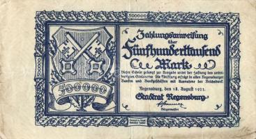 Német Birodalom/Weimari Köztársaság/Regensburg 1923.8.18. 500.000M T:III
