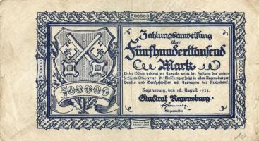 Német Birodalom/Weimari Köztársaság/Regensburg 1923.8.18. 500.000M T:III
