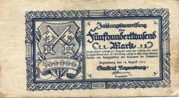 Német Birodalom/Weimari Köztársaság/Regensburg 1923.8.18. 500.000M T:III