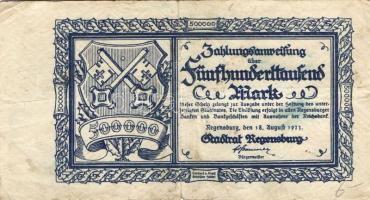 Német Birodalom/Weimari Köztársaság/Regensburg 1923.8.18. 500.000M T:III