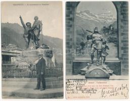 2 db RÉGI külföldi képeslap: Chamonix és Altdorf / 2 pre-1945 postcards from the Alps: Chamonix and Altdorf