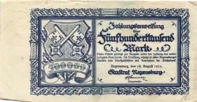 Német Birodalom/Weimari Köztársaság/Regensburg 1923.8.18. 500.000M T:III