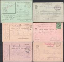 1915-1940 I. és II. világháborús tábori postai levelezőlapok, 6 db
