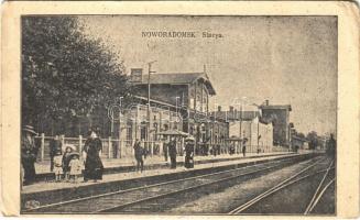 1915 Radomsko, Nowo-Radomsk, Noworadomsk; Stacya / railway station, train, locomotive + K.u.K. Feldhaubitzmunitionskolonne Nr. 1/31 (EK)