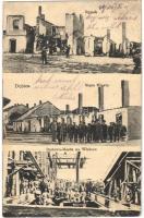 1915 Debica, Dembitz; Rynek, Stare Miasto, Budowa-Mostu na Wisloce / WWI ruins of the market square and old town, K.u.K. soldiers, bridge construction over the Wisloka river (EK)