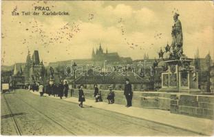 1917 Praha, Prag, Prague; Ein Teil der Karlsbrücke / bridge + "K.u.K. Garnisons-Spital Nr. 11. in Prag" (EK)