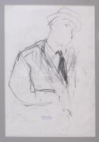 Jánossy Ferenc (1926-1983): Portré (tanulmány). Szén, papír, pecséttel jelzett, paszpartuban. 43x29 cm