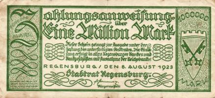 Német Birodalom/Weimari Köztársaság/Regensburg 1923.8.8. 1000.000M T:III+