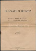 1909 Beszámoló beszéd Kelemen Samu országgyűlési képviselő Szatmáron. 9p. hajtva.