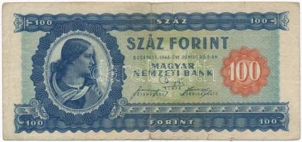 1946. 100Ft B194 068505 T:III-  Hungary 1946. 100 Forint B194 068505 C:VG  Adamo F26