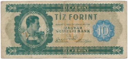 1946. 10Ft "A 045 015409" T:III,III-  Hungary 1946. 10 Forint "A 045 015409" C:F,VG  Adamo F1