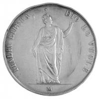 Olasz Államok / Lombardia-Velence / Forradalmi kormány 1848M 5L Ag Milánó (24,88g) T:2- ph. / Italia...