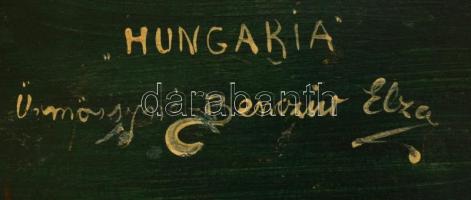 Népi mintás fa dobozka, kis kopásnyomokkal, 16×10×10 cm