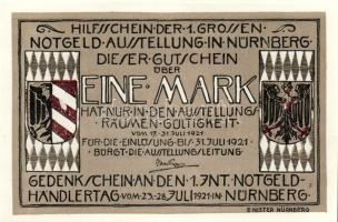 Német Birodalom/Weimari Köztársaság/Nürnberg 1921. 1M (4x) mind klf, komlett sor! T:I