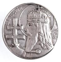 1938. Szent István ezüstözött Br gomblyukjelvény T:1-,2