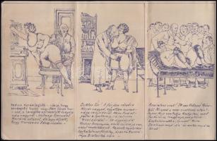 cca 1925 Erotikus történetet, kézzel rajzolt grafikák sokszorosított példánya
