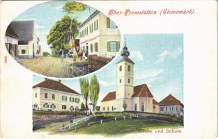 Oberpremstätten (Premstätten), Kirche und Schule, Oberbacher Gasthof / church, school, restaurant, shop