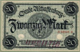 Német Birodalom/Weimari Köztársaság/Aschaffenburg DN 20M hivatalos érvénytelenítéssel T:I