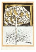 Kresz Irén (1932-): Faág. Akvarell, papír, jelzett, 17x12 cm Üdvözlőlapon, belül a művész saját kezű soraival