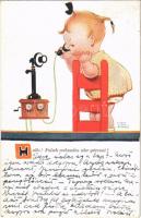 1923 Hallo! Falsch verbunden oder getrennt? / Children art postcard s: Mabel Lucie Attwell (EK)