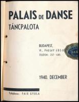 1940 Bp., A Palais de Danse Táncpalota képes prospektusa, hátuljában 5 sérült, tépett, szakadt lappa...