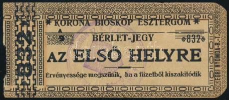 cca 1910 Esztergom, bérletjegy a Korona Bioskopba / mozi