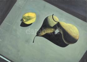 Jelzés nélkül: Csendélet citrommal és körtékkel. Olaj, vászon. 50×70 cm