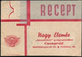 Nagy Elemér "Szentlélek" Gyógyszertára Csongrád receptboríték