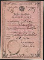 1859 Fertőszentmiklós, igazolási jegy / ID