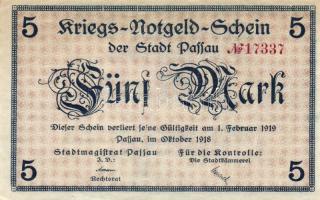 Német Birodalom/Császárság/Passau 1918. 5M T:I- foltos