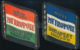 Hotel Metropole Budapest 2 db bőröndcímke