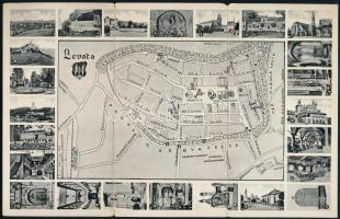 cca 1930 Levoca Lőcse drogéria reklám a város térképével és reklámokkal. kihajtható