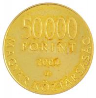 2004. 50.000Ft Au "Magyarország az Európai Unió tagja" tokban, sérült kapszulában (14,14g/...