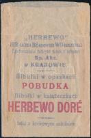 cca 1920 Herbevo selyempapírgyár reklám tasak / Polsih paper bag 9x13 cm