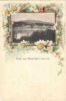 Maria Taferl, Gruss aus Maria-Taferl, Nied-Oest. Verlag Georg C. Voelcker. Art Nouveau, Floral, Emb. litho frame (EK)