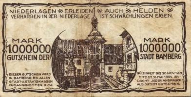 Német Birodalom/Weimari Köztársaság/Bamberg 1923.8. 1000.000M T:III
