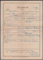 1913-14 4 db keresztlevél Perkáta, Székesfehérvár, Sárkeresztúr. vegyes állapotban