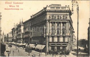 Wien, Vienna, Bécs; Mariahilferstrasse, Hotel Kummer / street view, hotel, trams (fl)