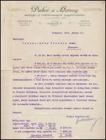 1911 Bp., Dukes és Herzog műtrágya és erőtakarmányok nagykereskedésének (Galgóc / Budapest) fejléces levélpapírjára írt levél