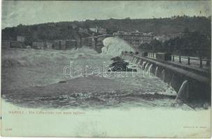 Napoli, Naples; Via Caracciolo con mare agitato / street view, waves (glue mark)