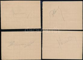Lengyel labdarúgók aláírásgyűjteménye, 4 db: Gerard Cieślik, Ryszard Koncewicz, Henryk Wieczorek, Henryk Skromny.