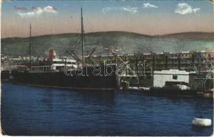 Trieste, Trst; Nuovo molo / port, quay, steamship (EK)